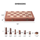 2-in-1 Folding Wooden Chess, Checkers Board Game Combo Set