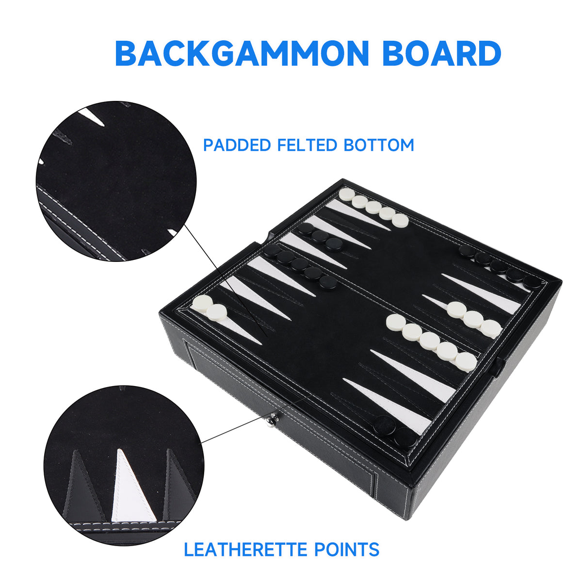 GSE Games & Sports Expert 5-in-1 Leather Chess, Checkers