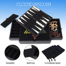 5-in-1 Leather Chess, Checkers, Backgammon, Poker Dice and Chinese Checkers Board Game Combo Set