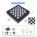 5-in-1 Leather Chess, Checkers, Backgammon, Poker Dice and Chinese Checkers Board Game Combo Set
