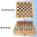 9-in-1 Wooden Chess, Checkers, Backgammon, Chinese Checkers, Dominoes, Tic-Tac-Toe, Ludo, Playing Card & Poker Dice Game Combo Set