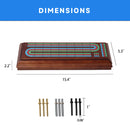 3-Track Wooden Cribbage Board Game with Playing Cards, Metal Pegs and Drawer
