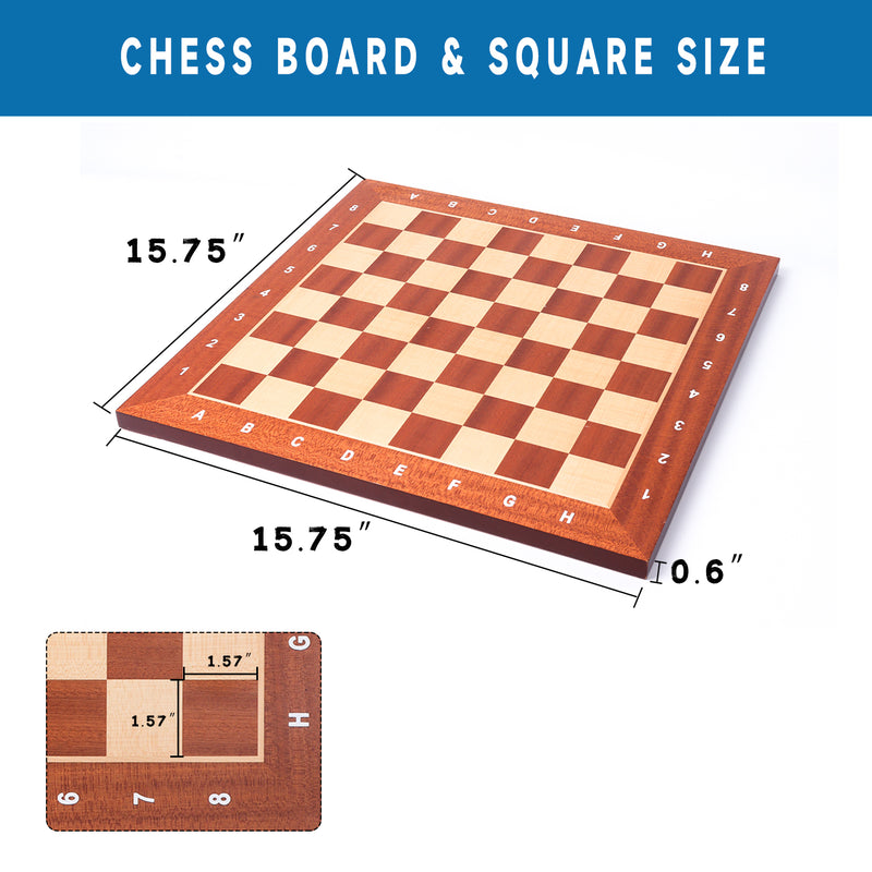 15"/19"/21" Professional Tournament Chess Board Portable Chessboard Game for Beginner Player, Kid, Adults (2 Colors)