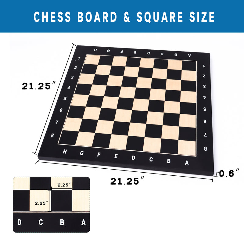 15"/19"/21" Professional Tournament Chess Board Portable Chessboard Game for Beginner Player, Kid, Adults (2 Colors)