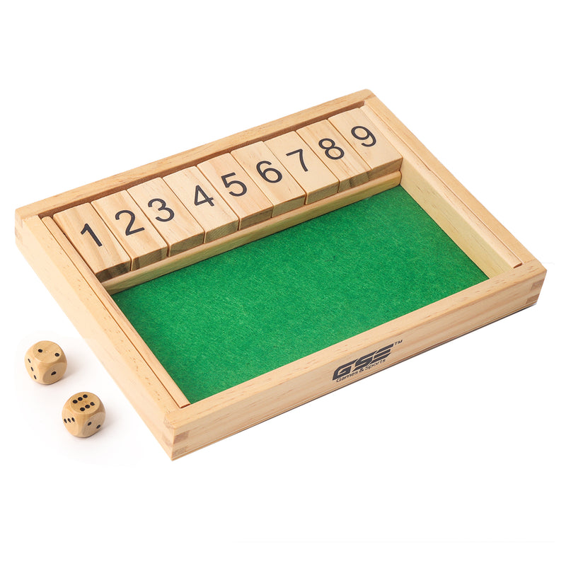 9 Numbers Dice Wooden Shut The Box Board Game Popular Pub Game with Dices Perfect for Kid and Adult