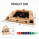 4-Player 12 Numbers Wooden Shut The Box Dice Board Game - Natural Wood