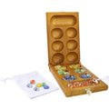 Folding Mancala Wooden Board Game, Travel Board Game Set - Oak/Mahogany