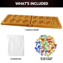 Folding Mancala Wooden Board Game, Travel Board Game Set - Oak/Mahogany