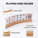 12.5" Set of 4 Wooden Curve Playing Card Holders, Plywood Card Rack