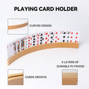 17.5" Set of 4 Wooden Curve Playing Card Holders, Plywood Card Rack