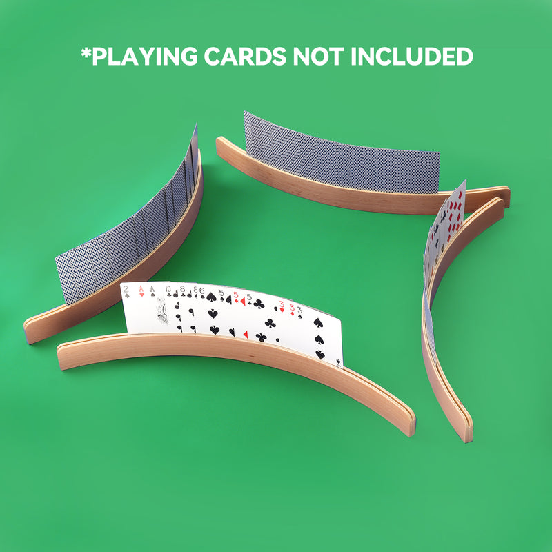 17.5" Set of 4 Wooden Playing Card Holders Plywood Card Rack