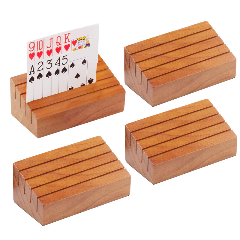 6" Wooden Playing Card Holder Tray Card Rack Organizer Set