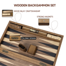 21" Double Stripe Style Wooden Inlay Backgammon Board Game Set