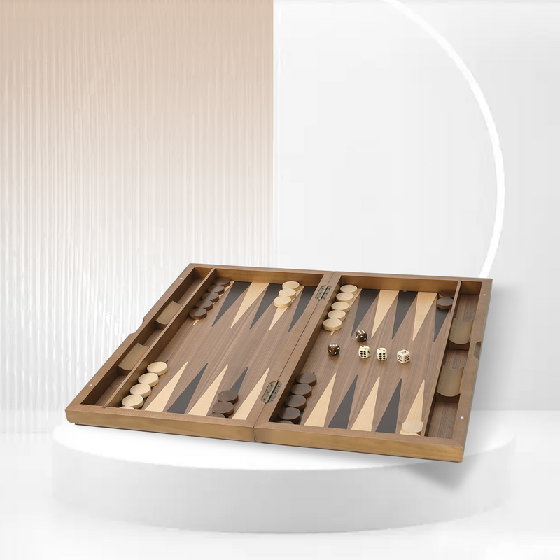 11"/17"/21" Premium Wooden Inlay Backgammon Board Game Set Classical Travel Table Board Game for kids and Adults - Double Stripe