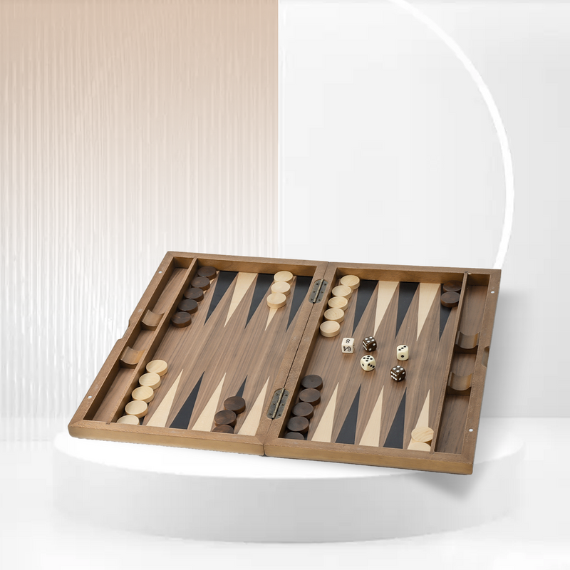 11"/17"/21" Premium Wooden Inlay Backgammon Board Game Set Classical Travel Table Board Game for kids and Adults - Double Stripe
