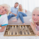 17" Double Stripe Style Wooden Inlay Backgammon Board Game Set