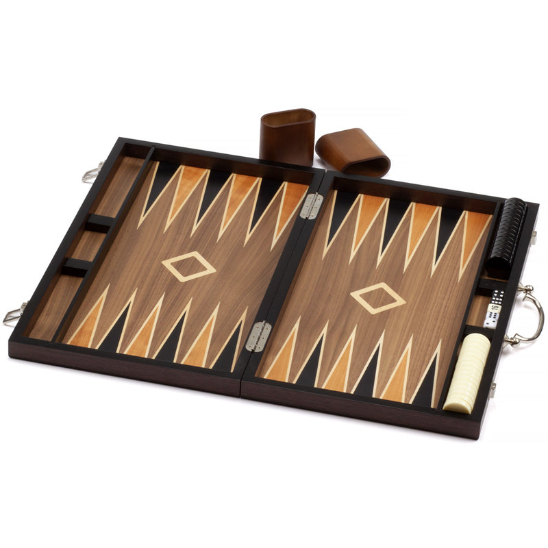 19" Premium Wooden Inlay Backgammon Board Game Set Classic Travel Table Board Game - X Design