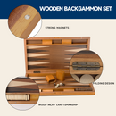21" Focus Style Wooden Inlay Backgammon Board Game Set