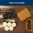 17" Focus Style Wooden Inlay Backgammon Board Game Set