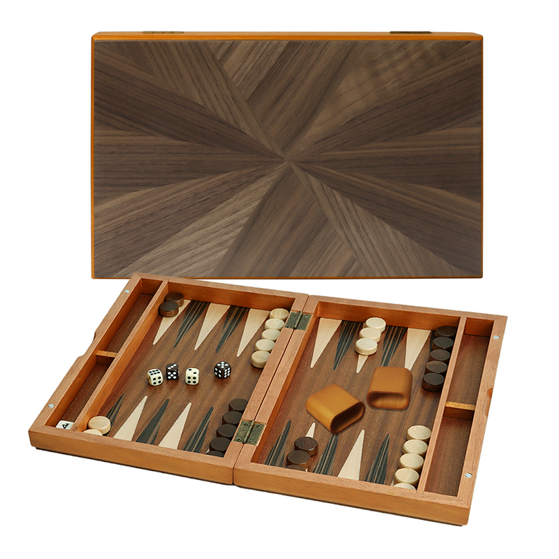 11" Focus Stlye Magnetic Wooden Folding Inlay Backgammon Board Game Set