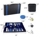 Black&Blue Leather Backgammon Board Game Set - S/M/L