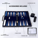 Black&Blue Leather Backgammon Board Game Set - S/M/L