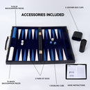 Black&Blue Leather Backgammon Board Game Set - S/M/L