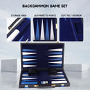 Black&Blue Leather Backgammon Board Game Set - S/M/L