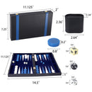 Black&Blue Leather Backgammon Board Game Set - S/M/L