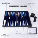 Black&Blue Leather Backgammon Board Game Set - S/M/L
