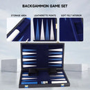 Black&Blue Leather Backgammon Board Game Set - S/M/L