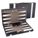 Black&Grey Leather Backgammon Board Game Set - S/M/L