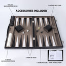 Black&Grey Leather Backgammon Board Game Set - S/M/L