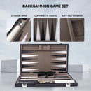Black&Grey Leather Backgammon Board Game Set - S/M/L