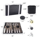 Black&Grey Leather Backgammon Board Game Set - S/M/L