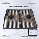 Black&Grey Leather Backgammon Board Game Set - S/M/L