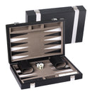 Black&Grey Leather Backgammon Board Game Set - S/M/L