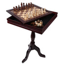 3-in-1 Wooden Chess Checkers Backgammon Table, Tabletop Combo Game Set