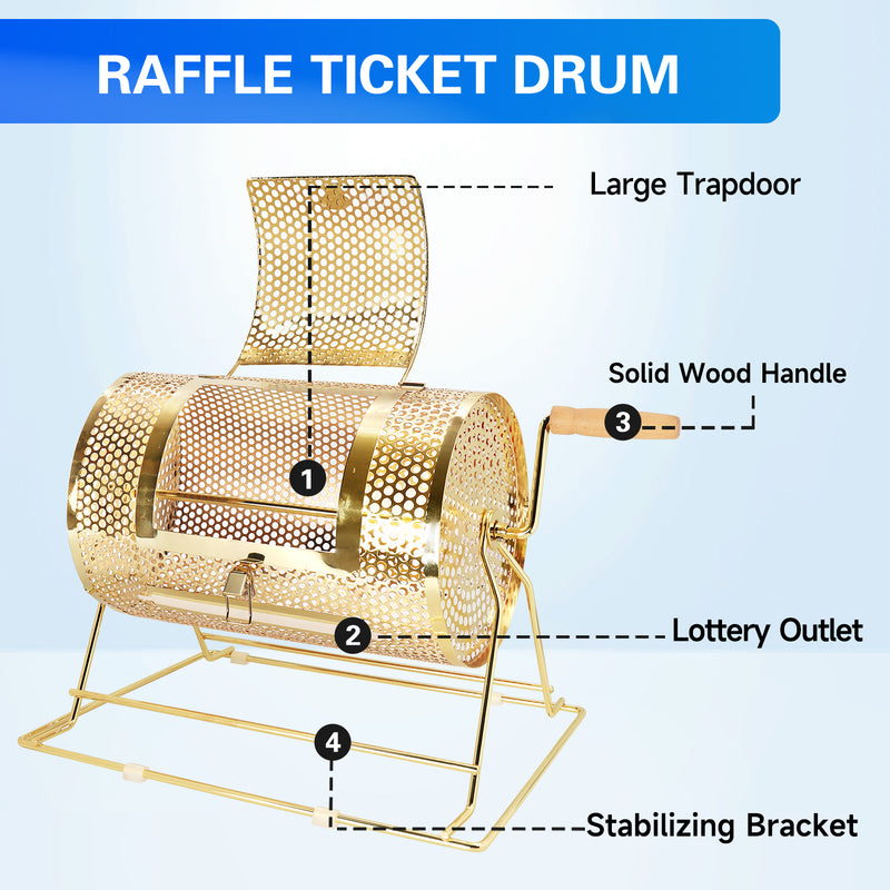 Raffle Drum, Small Brass Raffle Ticket Spinning Cage