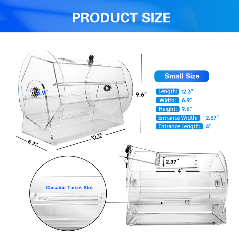 Small Acrylic Ticket Raffle Drum - Holds 2,000 Tickets