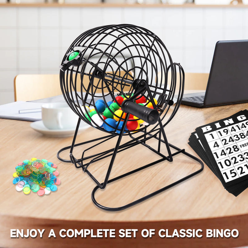 Bingo Game Set with Bingo Cage and Calling Master Board, Bingo Balls, Bingo Chips, Bingo Cards