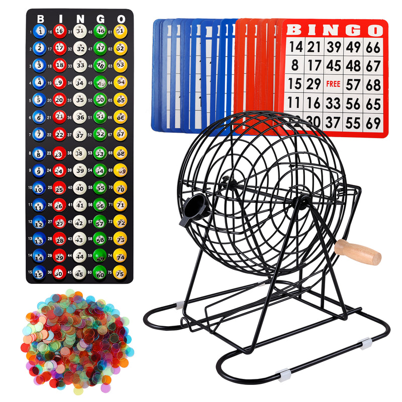 Deluxe Bingo Game Set with Bingo Cage and Master Board, Bingo Balls, Bingo Chips, Bingo Cards