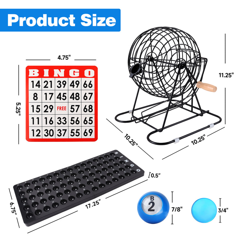 Deluxe Bingo Game Set with Bingo Cage and Master Board, Bingo Balls, Bingo Chips, Bingo Cards