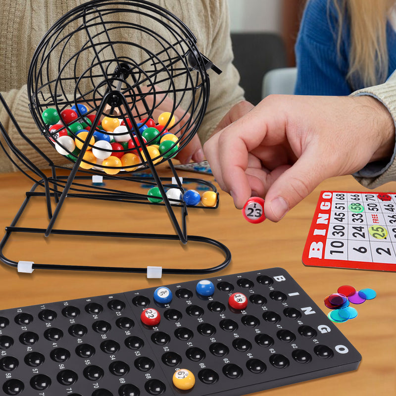 Deluxe Bingo Game Set with Bingo Cage and Master Board, Bingo Balls, Bingo Chips, Bingo Cards