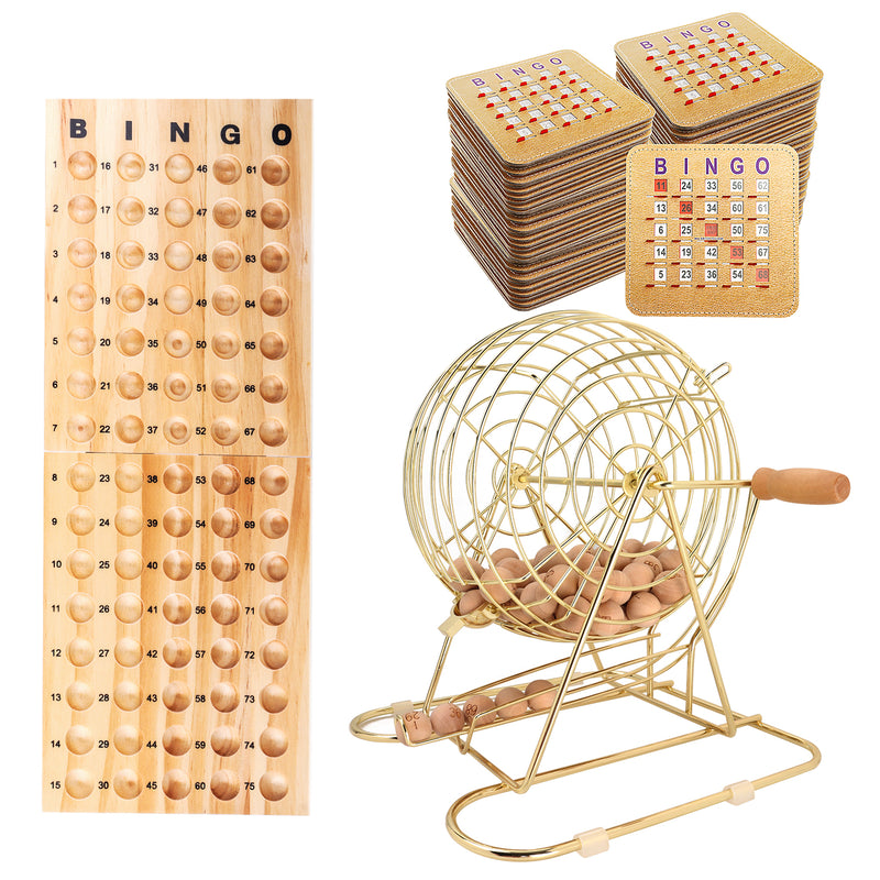 Bingo Game Set with Bingo Cage and Calling Master Board, Bingo Balls, Shutter Bingo Cards