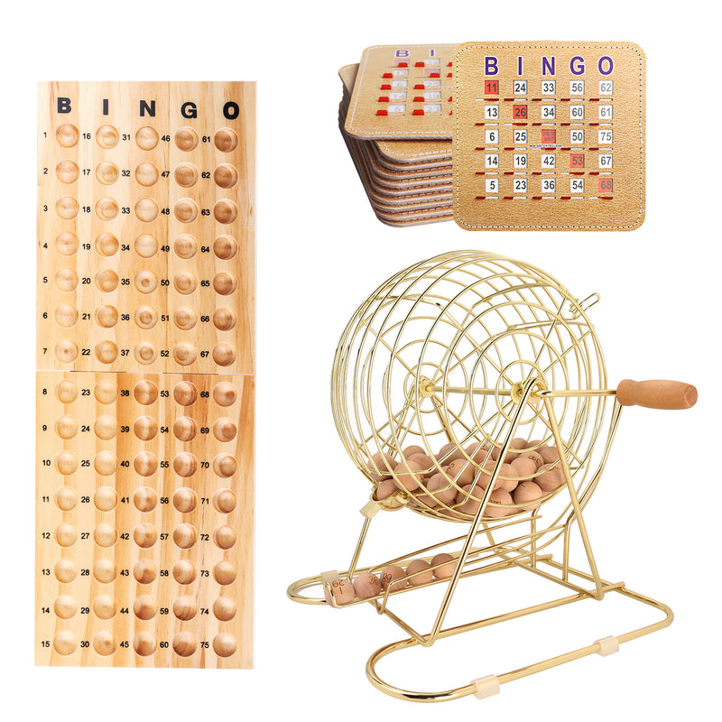 Bingo Game Set with Bingo Cage and Calling Master Board, Bingo Balls, Shutter Bingo Cards