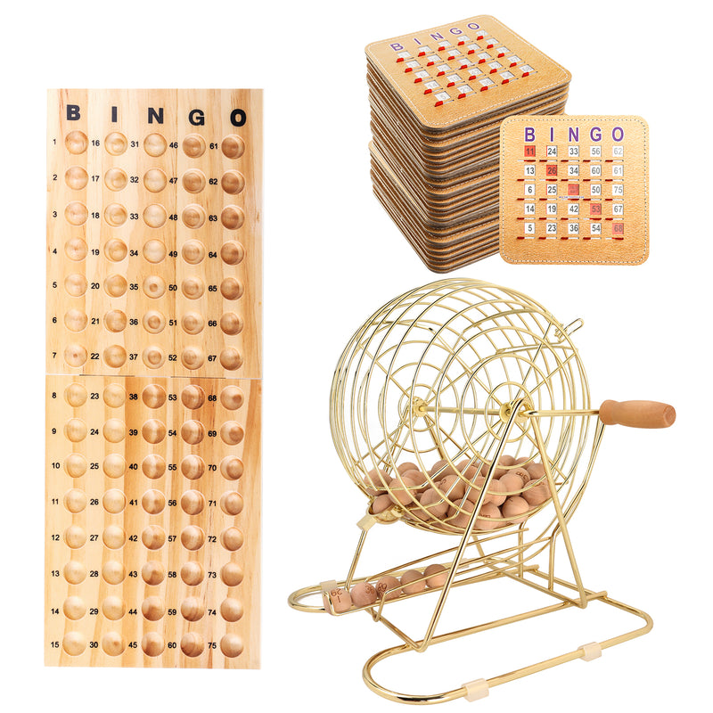 Bingo Game Set with Bingo Cage and Calling Master Board, Bingo Balls, Shutter Bingo Cards