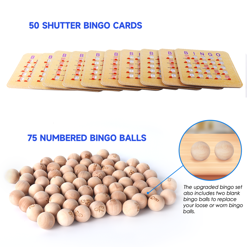 Bingo Game Set with Bingo Cage and Calling Master Board, Bingo Balls, Shutter Bingo Cards