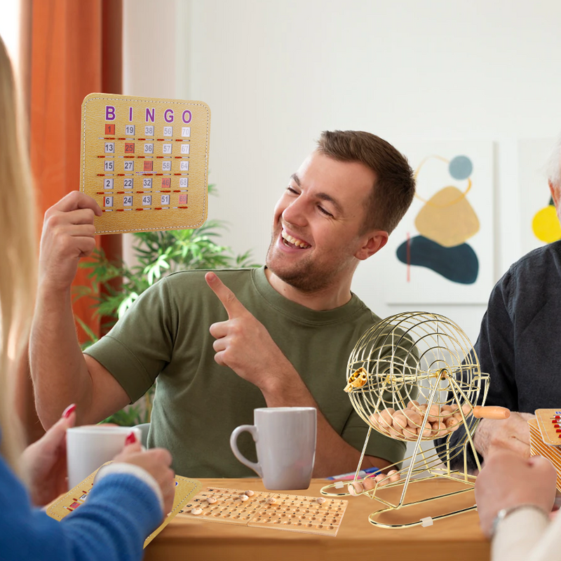 Bingo Game Set with Bingo Cage and Calling Master Board, Bingo Balls, Shutter Bingo Cards