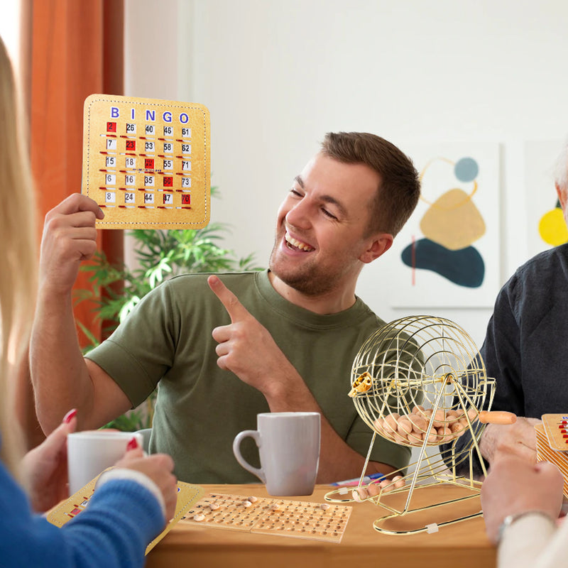 Bingo Game Set with Bingo Cage and Calling Master Board, Bingo Balls, Shutter Bingo Cards
